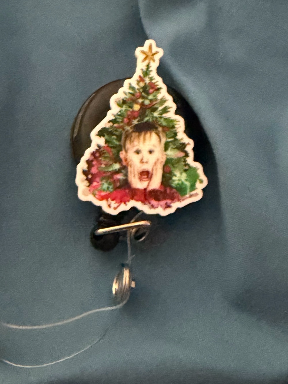 Holiday Tree Badge Reel with Classic Movie Design - Blue